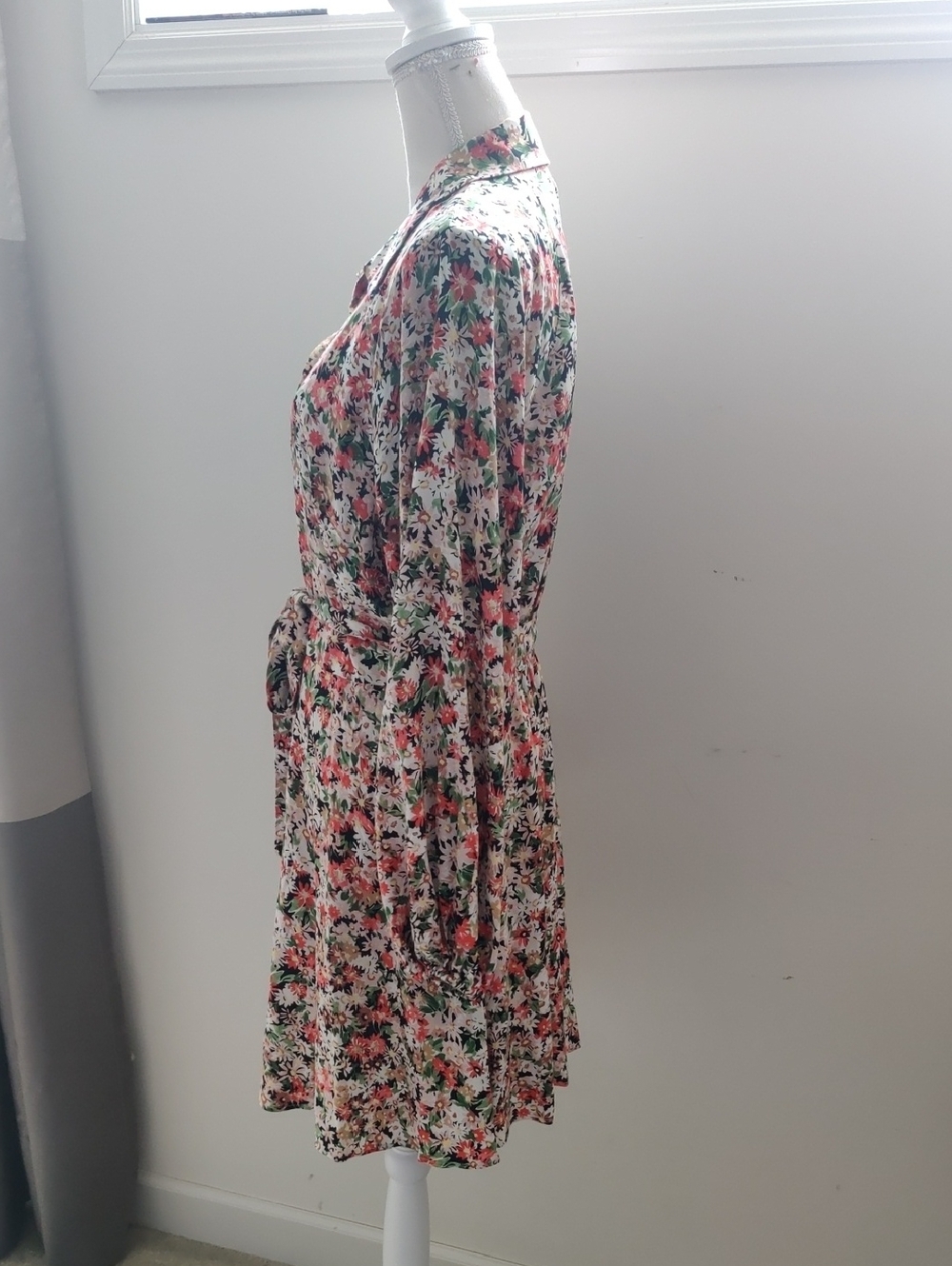H&M Floral Balloon-sleeved Button Down shirt dress Y2K Cottagecore Vintage - Picture 7 of 14